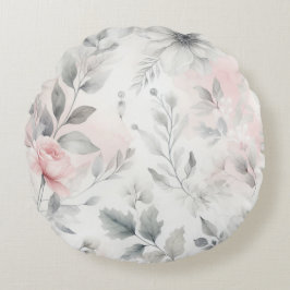 Weich rosafarbener Floral Wash Rundes Kissen