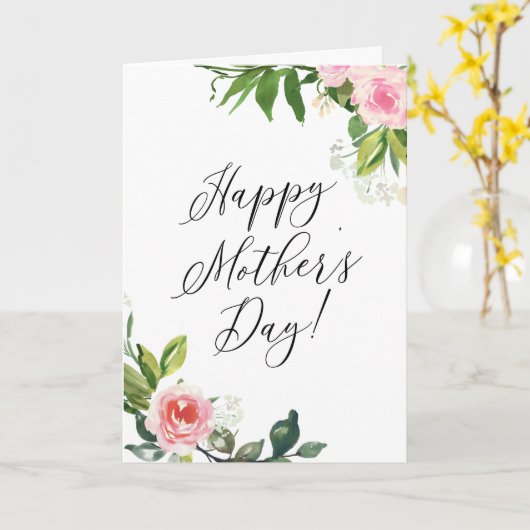 Weich rosafarbener Muttertag Karte (Gelbe Blume)