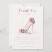 Weich rosafarbenes Brautparty mit hohen Absätzen Dankeskarte (Vorderseite)