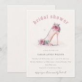 Weich rosafarbenes Brautparty mit hohen Absätzen Einladung (Vorne/Hinten)