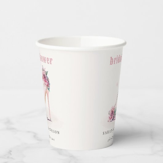 Weich rosafarbenes Brautparty mit hohen Absätzen Pappbecher (Links)