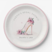 Weich rosafarbenes Brautparty mit hohen Absätzen Pappteller (Vorderseite)