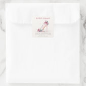 Weich rosafarbenes Brautparty mit hohen Absätzen Quadratischer Aufkleber (Tasche)