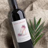 Weich rosafarbenes Brautparty mit hohen Absätzen Weinetikett