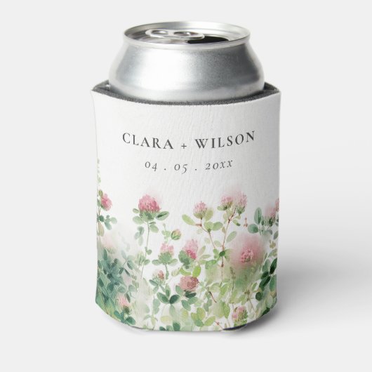 Weich subtile Pink Wasserfarbe Blumengarten Hochze Dosenkühler (Kanne Rückseite)