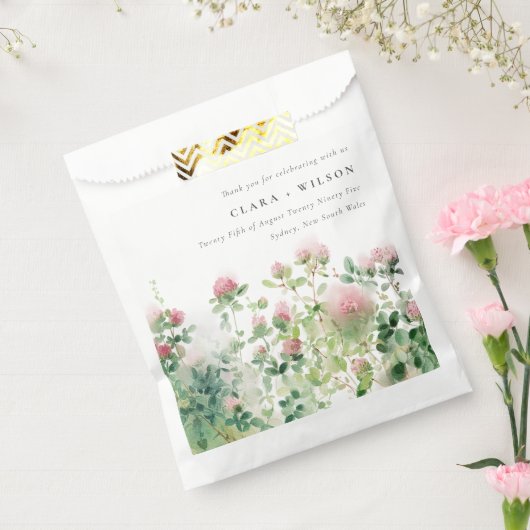 Weich subtile Pink Wasserfarbe Blumengarten Hochze Geschenktütchen (Versiegelt)