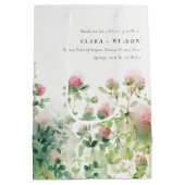 Weich subtile Pink Wasserfarbe Blumengarten Hochze Mittlere Geschenktüte (Rückseite)