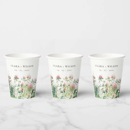 Weich subtile Pink Wasserfarbe Blumengarten Hochze Pappbecher (Multi)