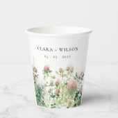 Weich subtile Pink Wasserfarbe Blumengarten Hochze Pappbecher (Vorderseite)