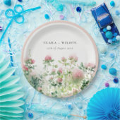 Weich subtile Pink Wasserfarbe Blumengarten Hochze Pappteller (Party)