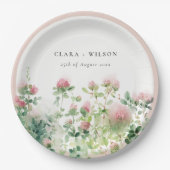 Weich subtile Pink Wasserfarbe Blumengarten Hochze Pappteller (Vorderseite)