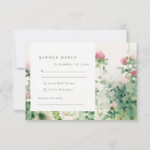 Weich subtile Pink Wasserfarbe Blumengarten Hochze RSVP Karte (Vorderseite)