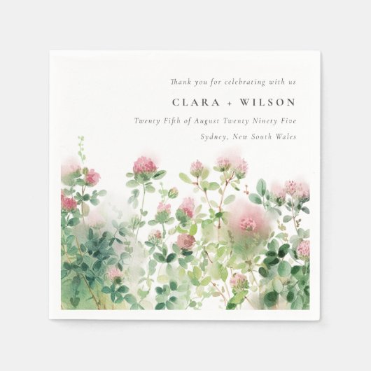 Weich subtile Pink Wasserfarbe Blumengarten Hochze Serviette (Vorderseite)