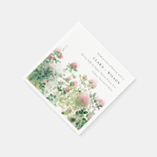 Weich subtile Pink Wasserfarbe Blumengarten Hochze Serviette (Ecke)