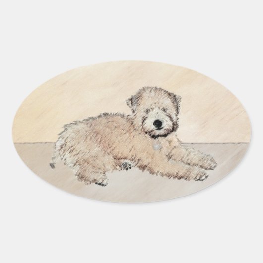 Weich überzogene Drahtgitter Terrier Malerei Origi Ovaler Aufkleber (Vorderseite)