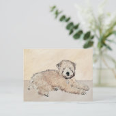 Weich überzogene Drahtgitter Terrier Malerei Origi Postkarte (Stehend Vorderseite)
