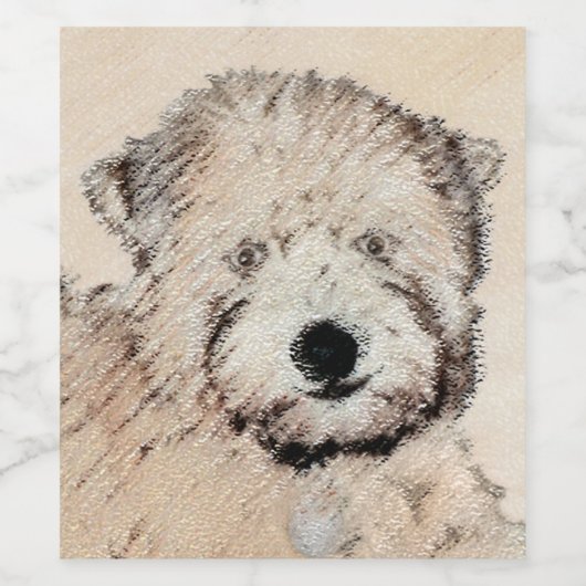 Weich überzogene Rad-Terrier-Welpe-Malerei Hunde K Weinetikett (Einzelnes Label)