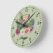 Weich überzogene Radscheibe mit Blume und Namen Runde Wanduhr (Winkel)