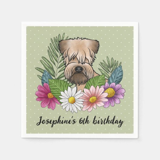 Weich überzogene Radterrasse mit Blume zum Geburts Serviette (Vorderseite)