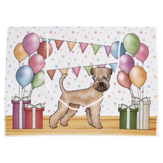 Weich überzogene Wheaten Terrier Bunte Geburtstag Große Geschenktüte (Vorderseite)