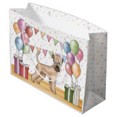 Weich überzogene Wheaten Terrier Bunte Geburtstag Große Geschenktüte (Rückseite Schrägansicht)