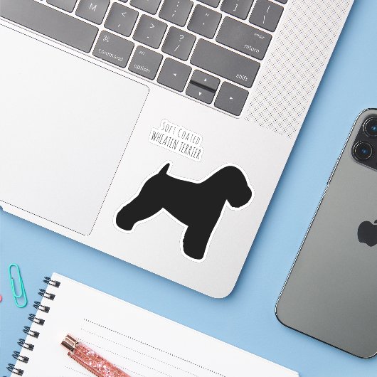 Weich überzogene Wheaten Terrier Dog Silhouette Aufkleber (Laptop mit iPhone)