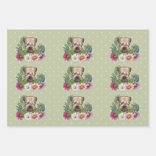 Weich überzogene Wheaten Terrier farbenfrohe Blume Geschenkpapier Set (Vorderseite 3)