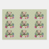 Weich überzogene Wheaten Terrier farbenfrohe Blume Geschenkpapier Set (Vorderseite)