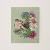 Weich überzogene Wheaten Terrier farbenfrohe Blume Puzzle (Vertikal)