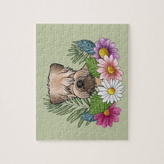 Weich überzogene Wheaten Terrier farbenfrohe Blume Puzzle (Vertikal)