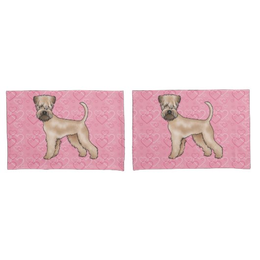 Weich überzogene Wheaten Terrier Hund Liebe Herzmu Kissenbezug (Vorderseite-Set)
