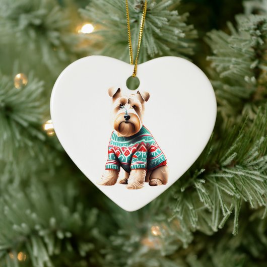 Weich überzogene Wheaten Terrier in Weihnachtskrau Keramik Ornament (Baum)