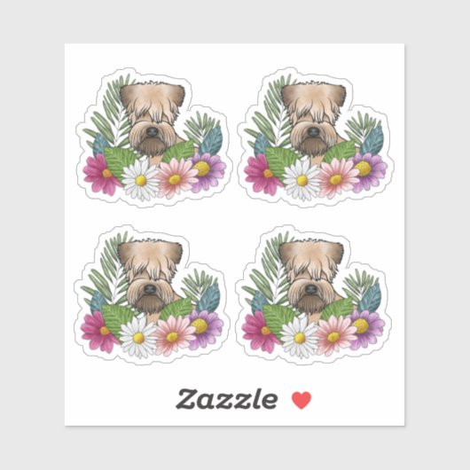 Weich überzogene Wheaten Terrier Kopf farbenfrohe Aufkleber (Blatt)