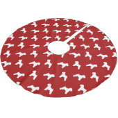 Weich überzogene Wheaten Terrier-Silhouetten rot Polyester Weihnachtsbaumdecke (Schrägansicht)