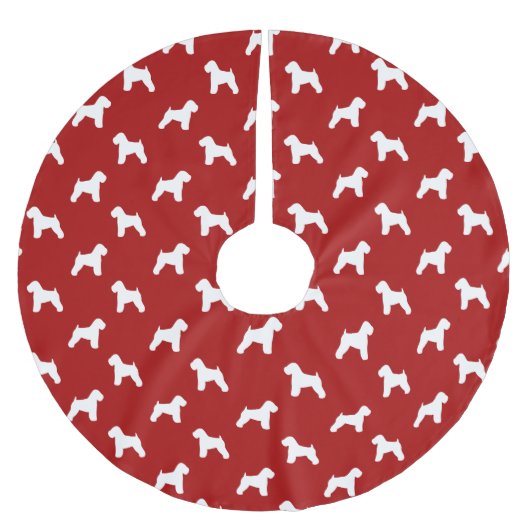 Weich überzogene Wheaten Terrier-Silhouetten rot Polyester Weihnachtsbaumdecke (Vorderseite)