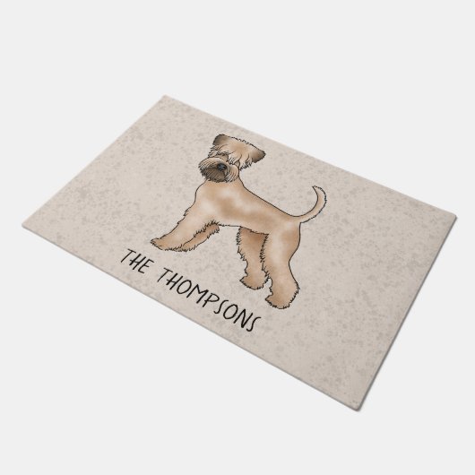 Weich überzogener Hund mit Drahtgitter auf Beige m Fußmatte (Schrägansicht)