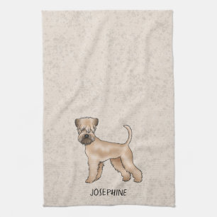 Weich überzogener Hund mit Namen auf Beige Geschirrtuch