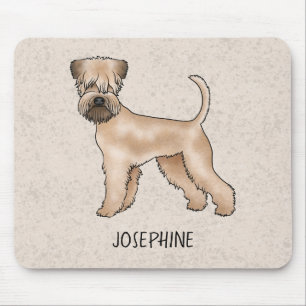 Weich überzogener Hund mit Namen auf Beige Mousepad