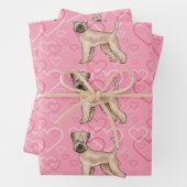 Weich überzogener Hund Terrier Hund Herzmuster Ros Geschenkpapier Set (Beispiel)