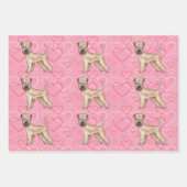 Weich überzogener Hund Terrier Hund Herzmuster Ros Geschenkpapier Set (Vorderseite)