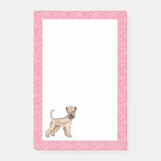 Weich überzogener Hund Terrier Hund Herzmuster Ros Post-it Klebezettel (Vorderseite)