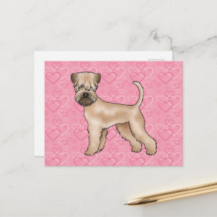 Weich überzogener Hund Terrier Hund Herzmuster Ros Postkarte