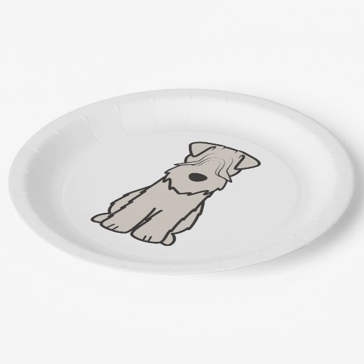 Weich überzogener Wheaten Terrier-HundeCartoon Pappteller (Schrägansicht)