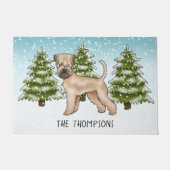 Weich überzogener Winterwald mit Terrier Snowy Fußmatte (Vorderseite)