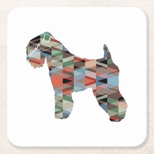 Weich überzogenes Wheaten Terrier Dog Geo Kariert Rechteckiger Pappuntersetzer (Vorderseite)