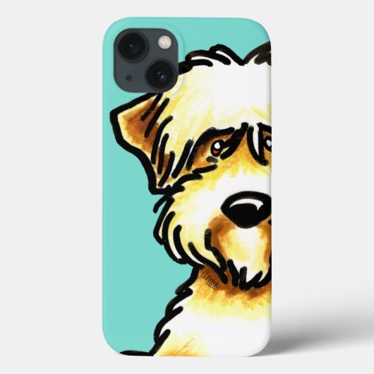 Weich überzogenes Wheaten Terrier Face Aqua Case-Mate iPhone Hülle (Rückseite)