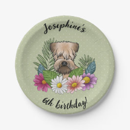Weich überzogenes Wheaten Terrier Floral Happy Geb Pappteller