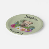 Weich überzogenes Wheaten Terrier Floral Happy Geb Pappteller (Schrägansicht)