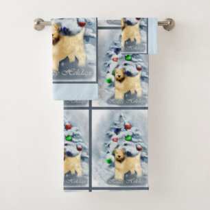 Weich überzogenes Wheaten Terrier-Weihnachten Badhandtuch Set
