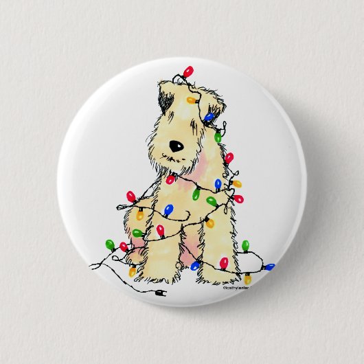 Weich überzogenes Wheaten Terrier - Weihnachten Button (Vorderseite)